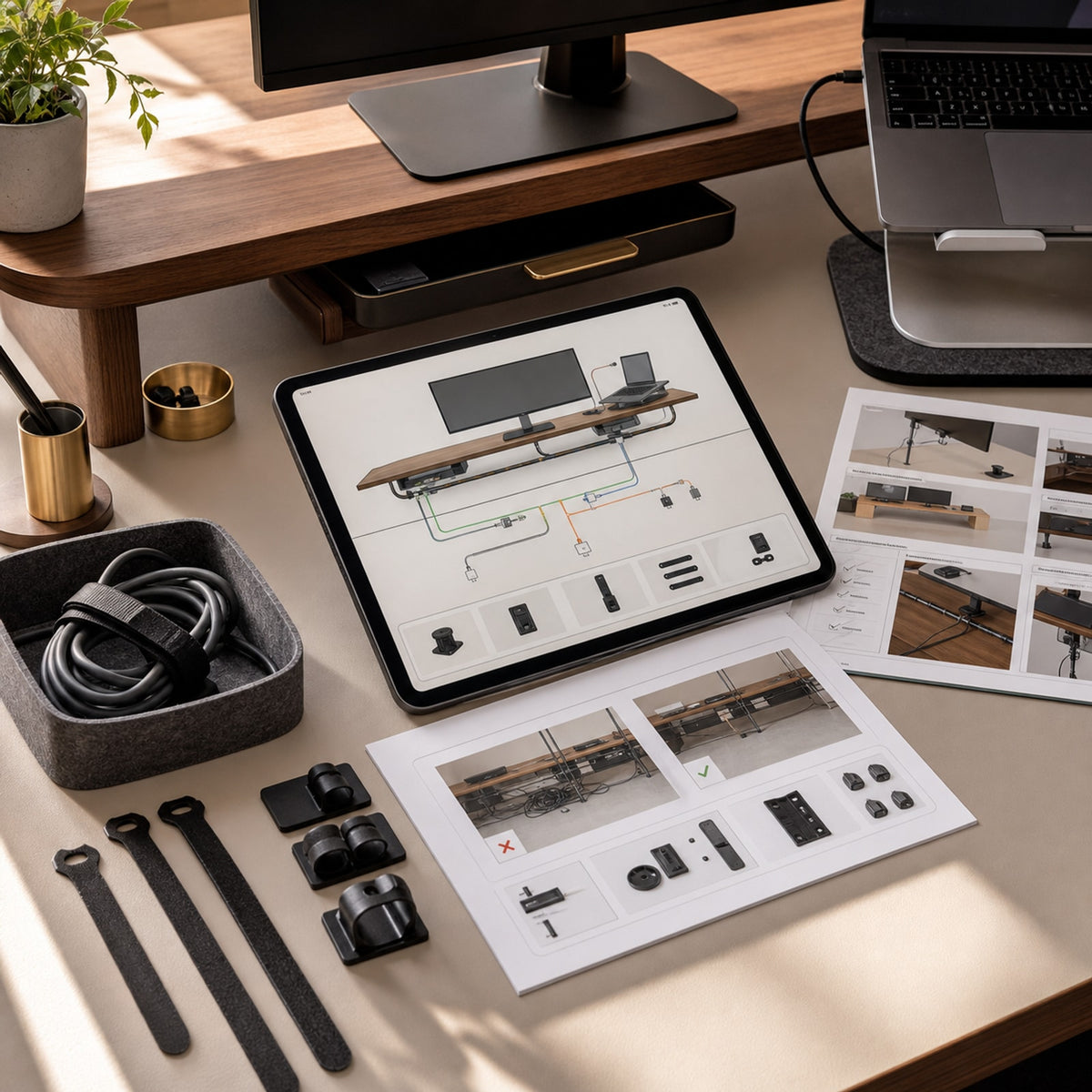 Realistic cable management planning scene for the Clean Setup and Cable Architecture Kit