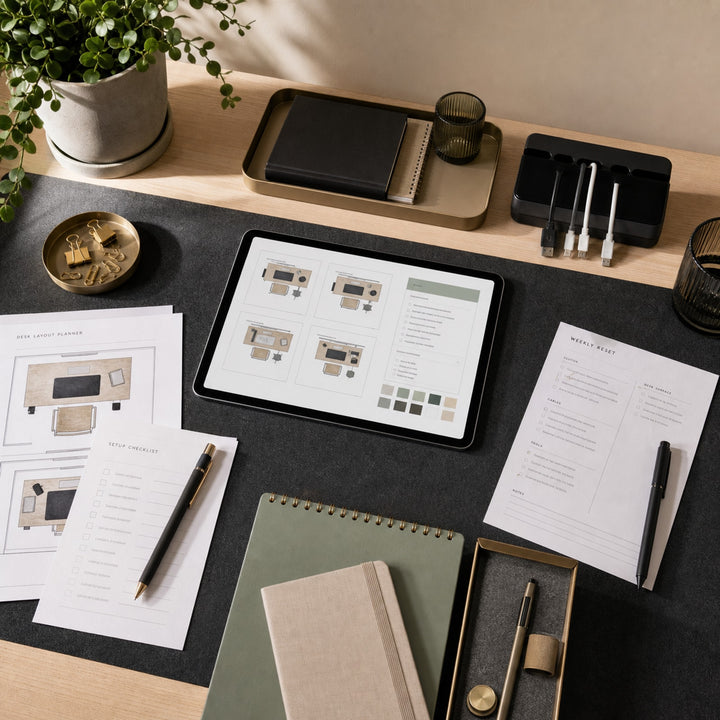 Realistic workspace planning scene for the Workspace Blueprint Kit