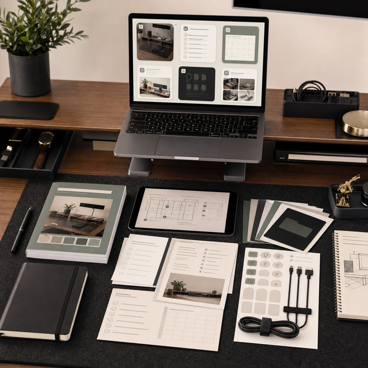 Realistic complete workspace reset scene for the Workspace Transformation Bundle